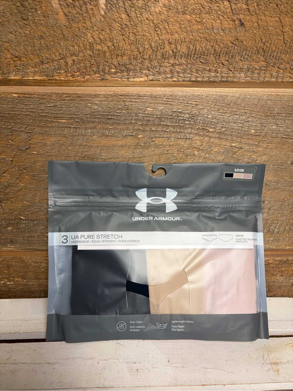 Under Armour Women's UA Pure Stretch Hipster Briefs 3-Pack Black/Beige/Gray